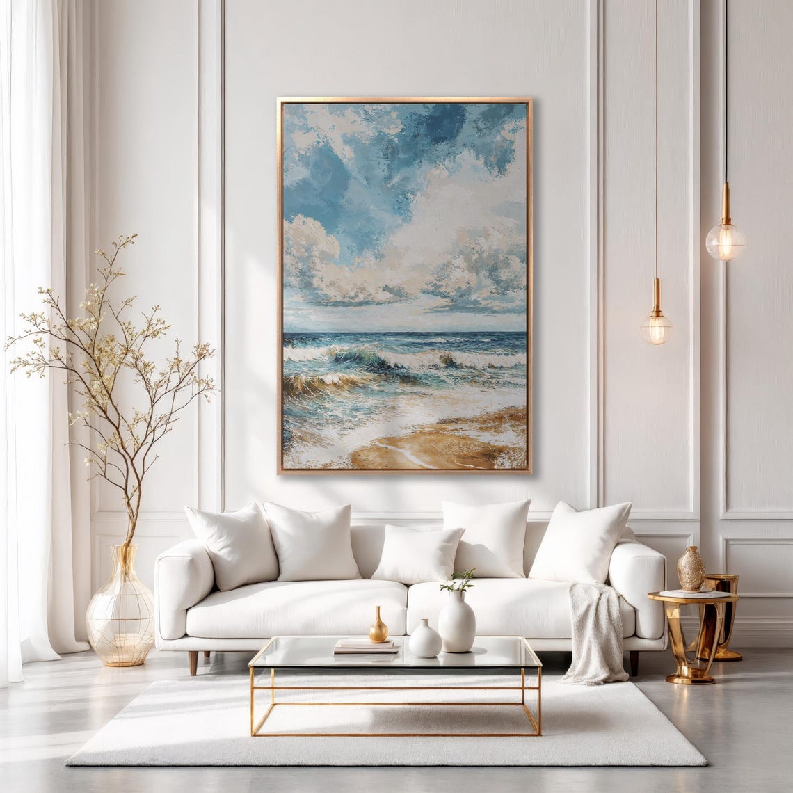 Tranquil Beach Scene Framed Print Ocean Shore Art Coastal Nautical Decor Ready To Hang Large Wall Art Gift Idea For Her - Image 6