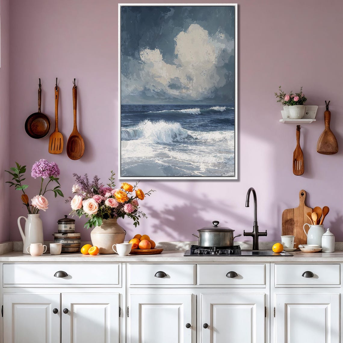 Deep Blue Ocean Waves Under Towering Dramatic Storm Clouds Poster - Image 3