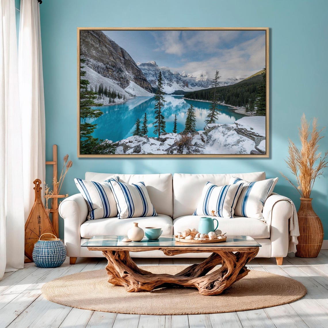 Moraine Lake Winter Turquoise Water Snow Peaks Alberta Poster - Image 5