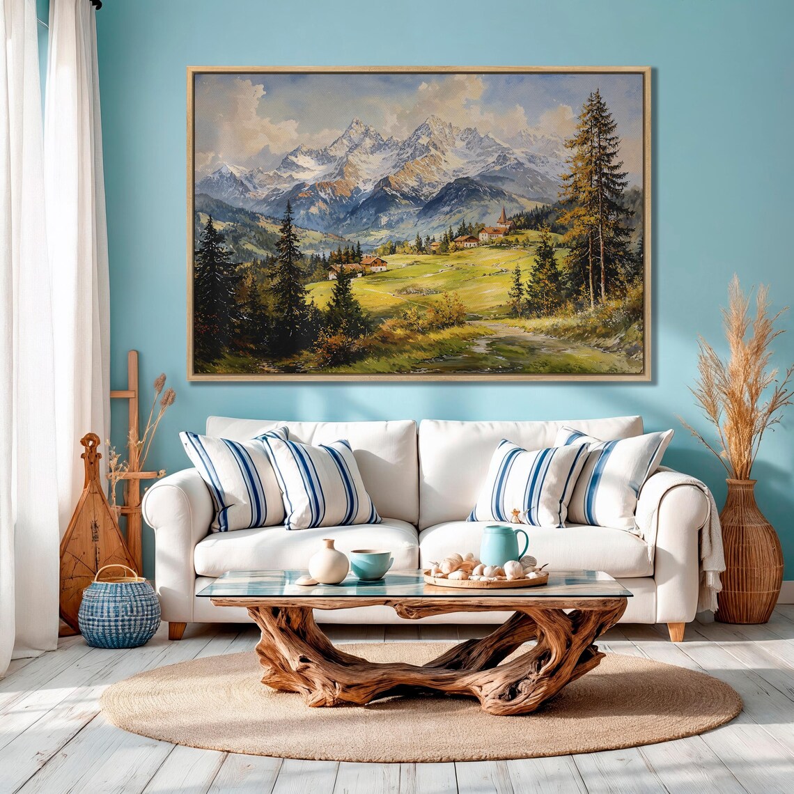 Rustic Mountain Landscape Art Print, Country Scene - Image 4