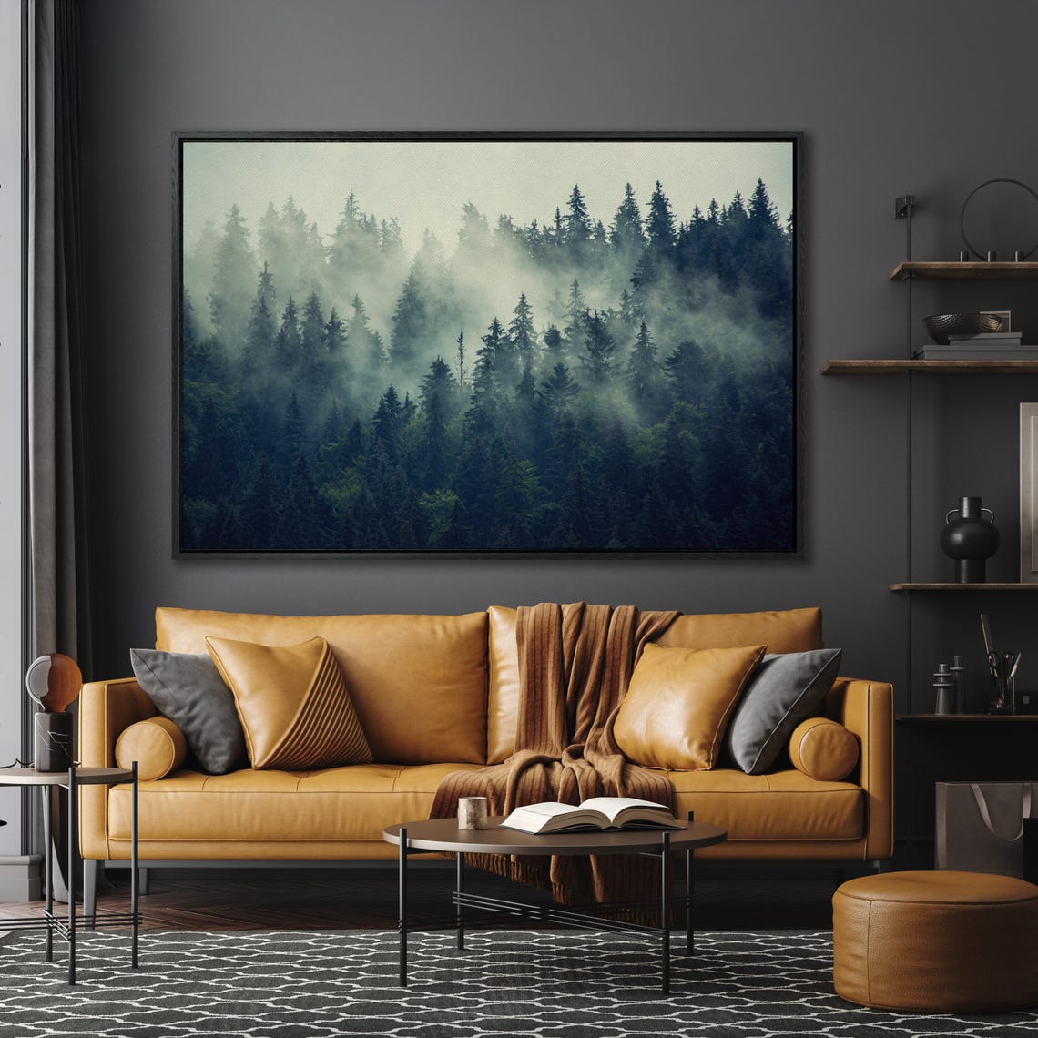 Foggy Misty Pine Forest Layers Mountain Trees Photography Print - Image 5