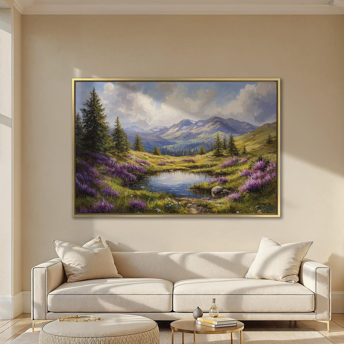 Mountain Landscape Framed Print Large Nature Wall Art Countryside Art Vibrant Scenery Tranquil Home Decor Ready To Hang Gift - Image 2