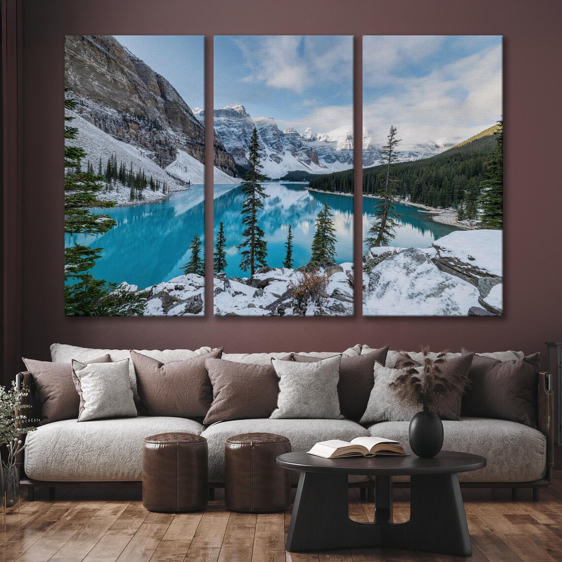 Moraine Lake Winter Turquoise Water Snow Peaks Alberta Poster - Image 6