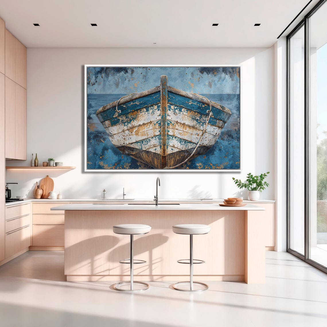Weathered Blue Wooden Rowboat Bow Rustic Nautical Coastal Poster - Image 2