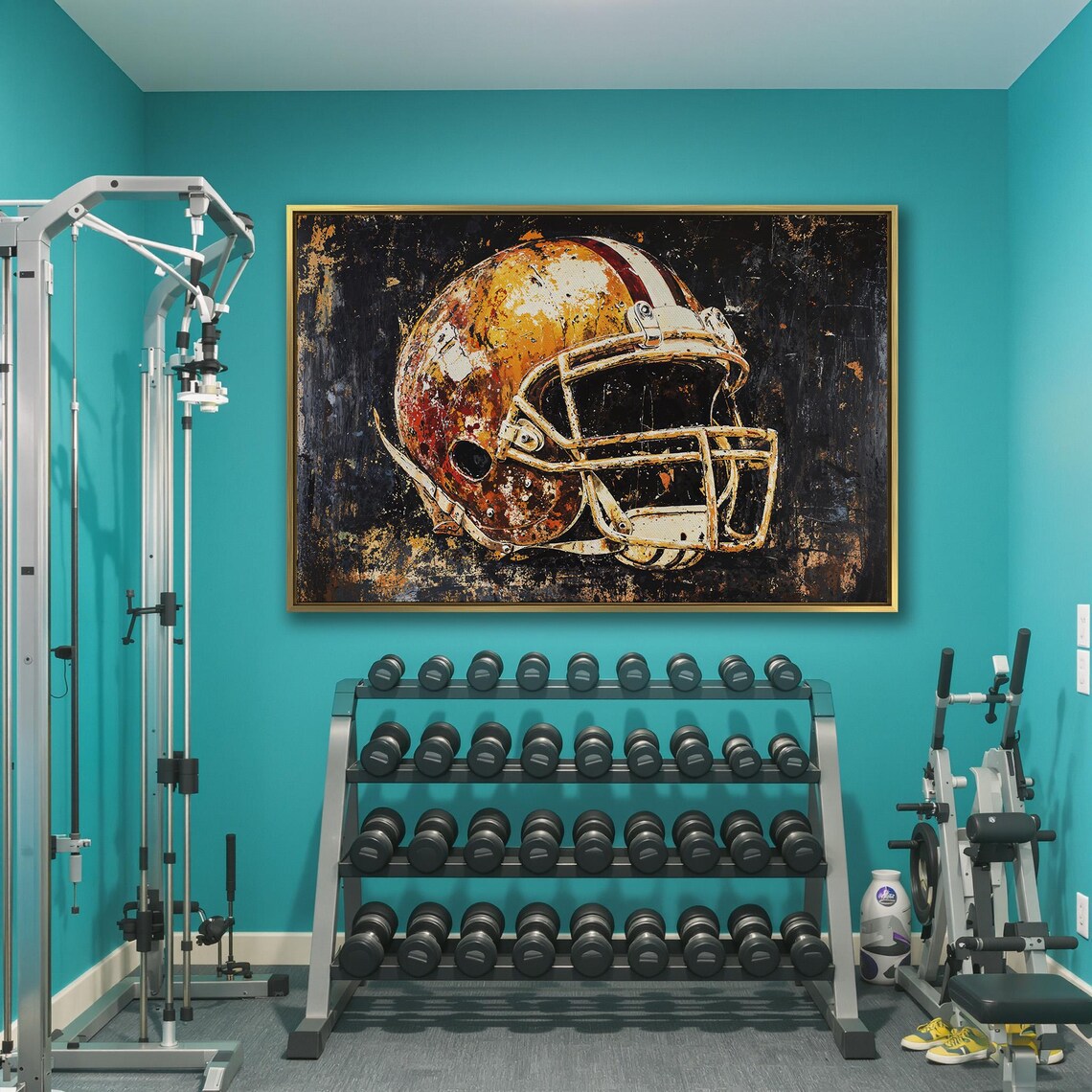 Abstract Sports Framed Wall Art Football Helmet Painting Print Vibrant Motivational Decor Boys Room Art Poster Ready To Hang Gift - Image 3