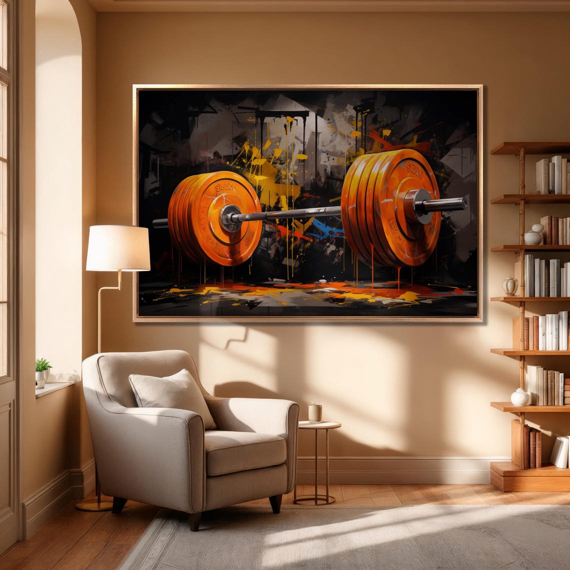 Barbell Painting Print Graffiti Sport Fitness Set Large Wall Art Motivational Gym Decor Weightlifter Bodybuilding Gift Ready To Hang - Image 5
