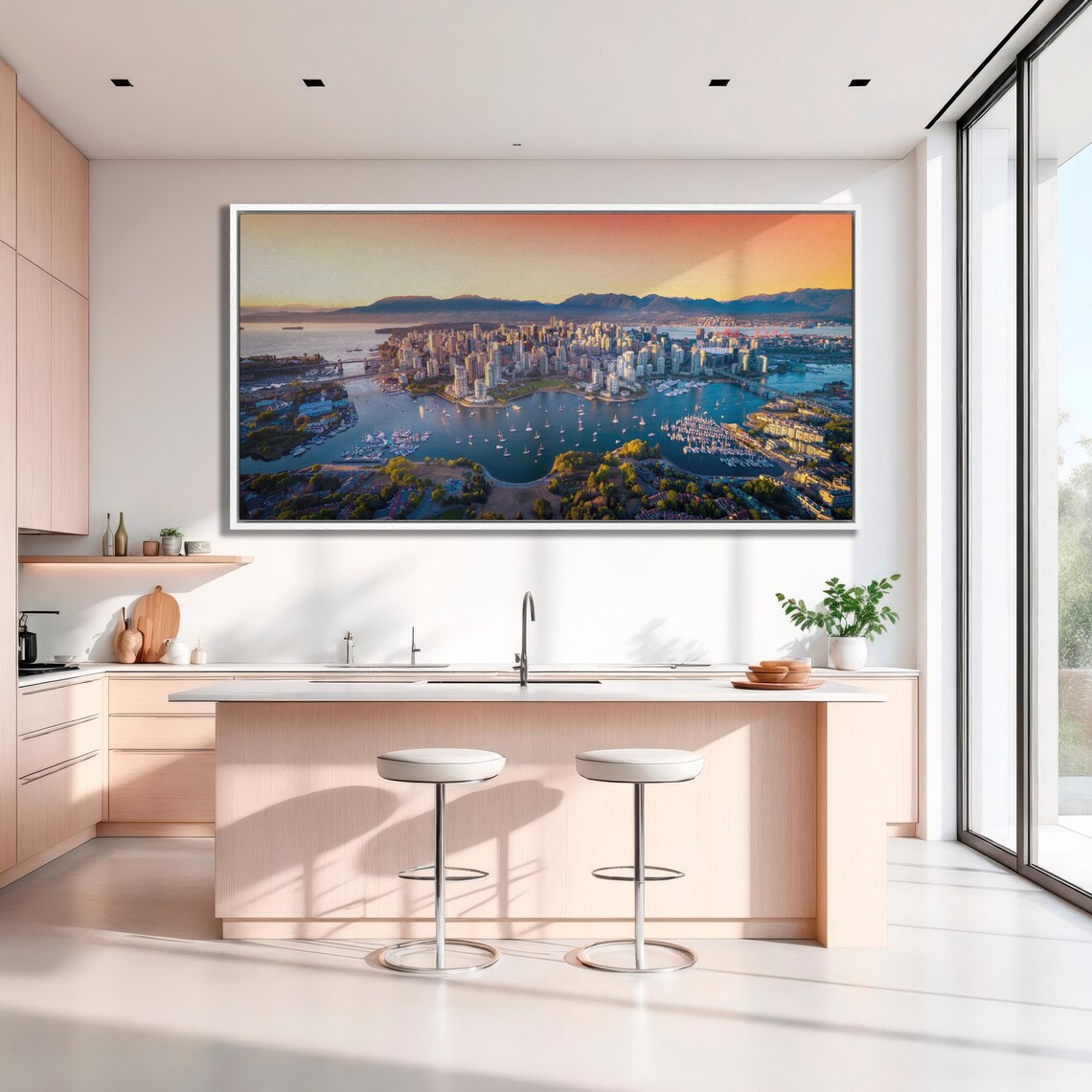 Vancouver Sunset Aerial City Skyline Canada Waterfront Travel Wall Art - Image 5