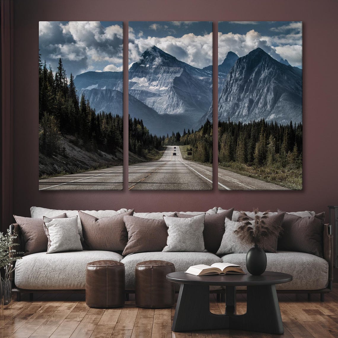Mountain Highway Road Through Dramatic Dark Peaks Large Wall Art - Image 6