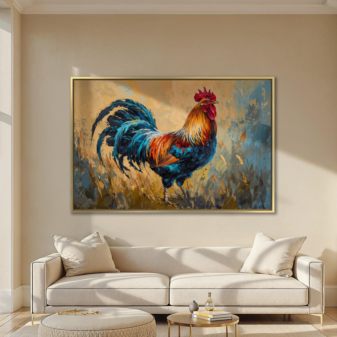 Vibrant Rooster Portrait Farmhouse Poultry Colorful Wall Art - Image 4