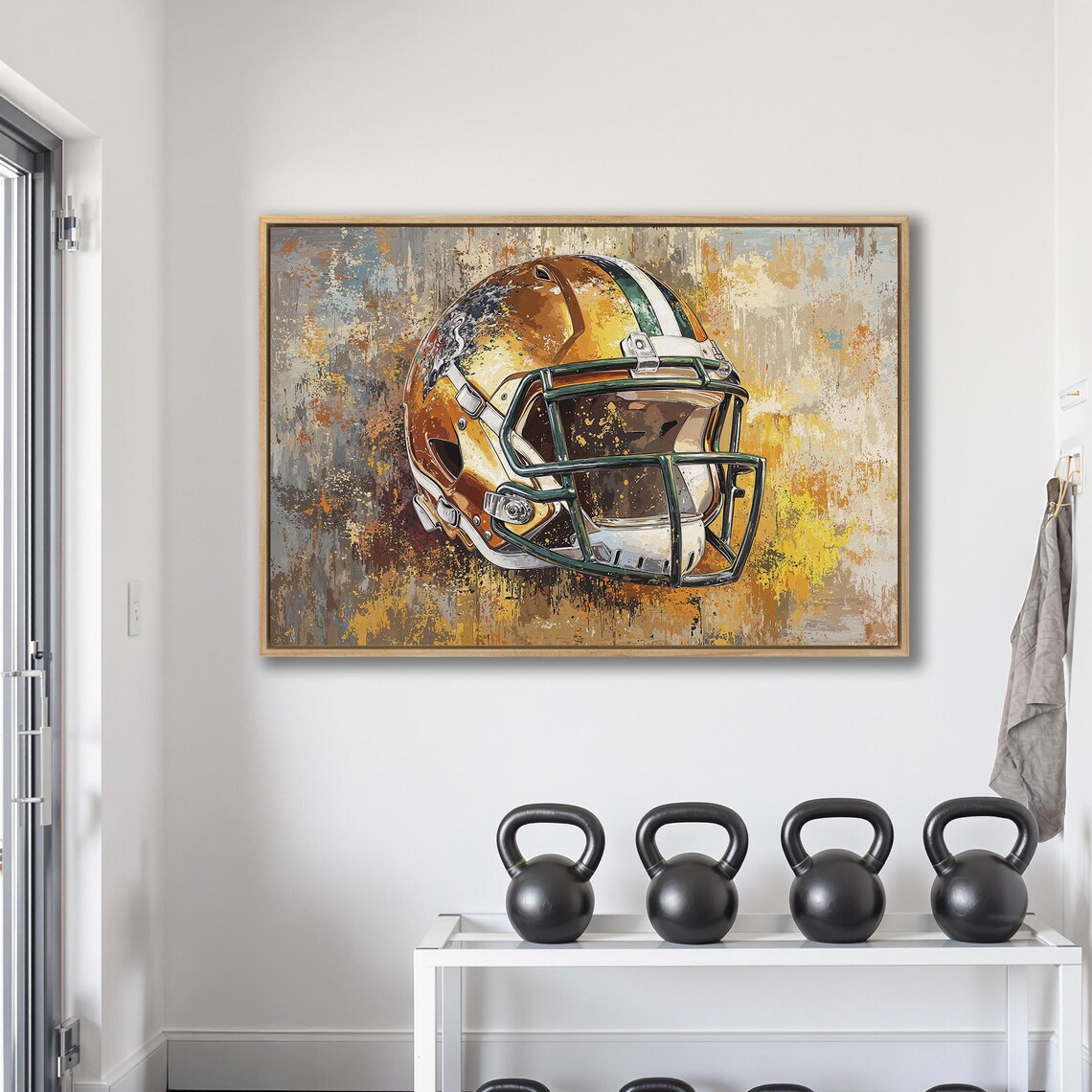 Gold And Green American Football Helmet Painting Sports Poster - Image 2