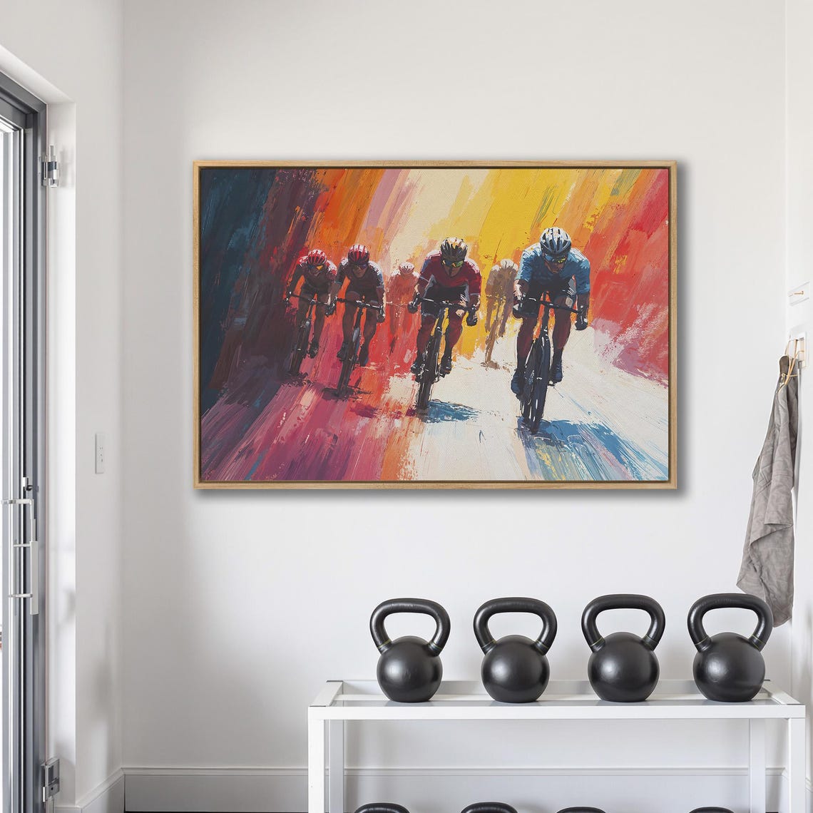 Cyclists Racing Through Warm Light Burst Vivid Racing Poster - Image 2