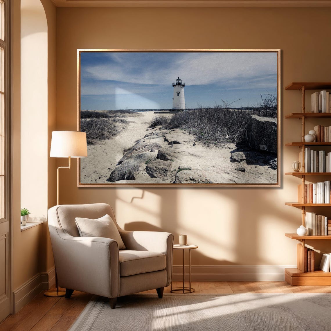Edgartown Lighthouse Large Wall Art On Marthas Vineyard Print In Massachusetts Wall Art Decor Rugged Atlantic Beaches Decor - Image 2