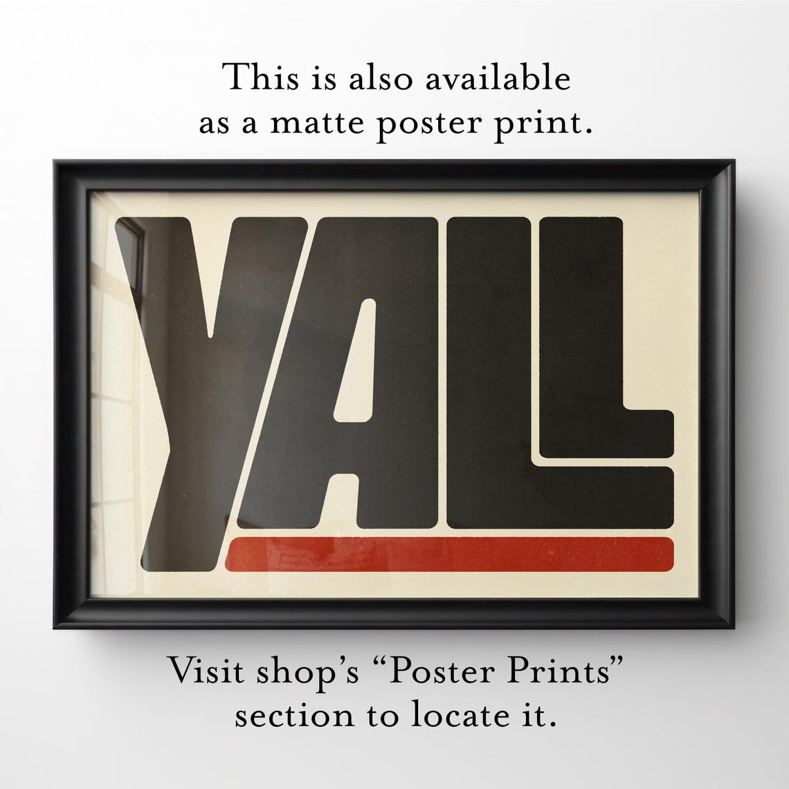 Yall Bold Black Blocks Red Bar Cream Modern Rustic Typography Print - Image 2