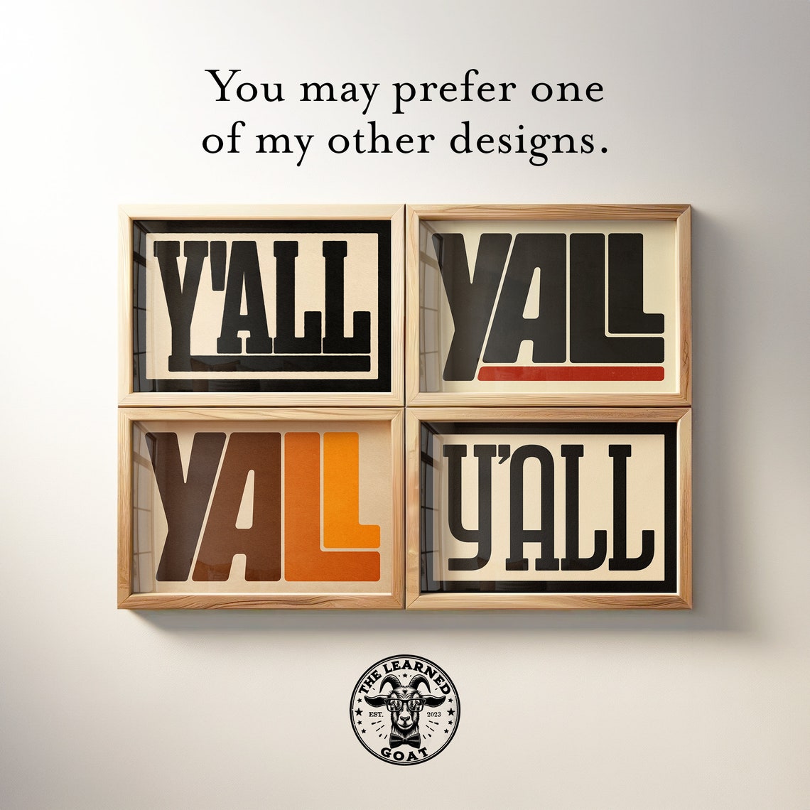 Yall Giant Black Block Typography Cream Modern Farmhouse Poster - Image 4