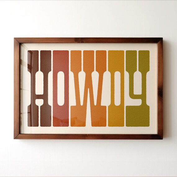 Retro Gradient Howdy Typography Earth Tone Autumn Palette Poster