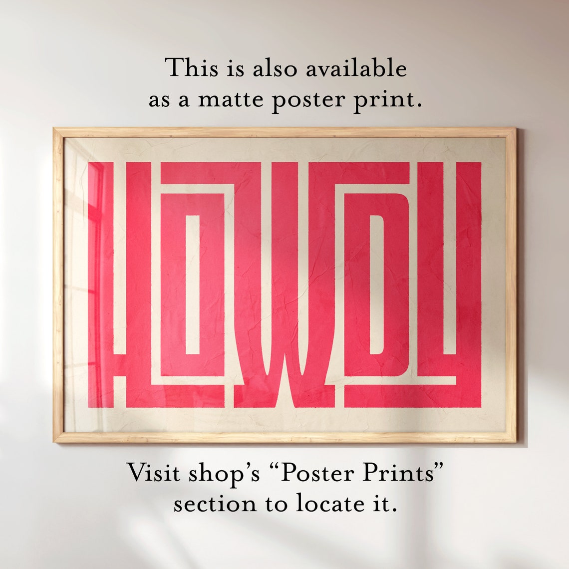 Howdy Pink Geometric Maze Line Art Modern Western Wall Poster - Image 2
