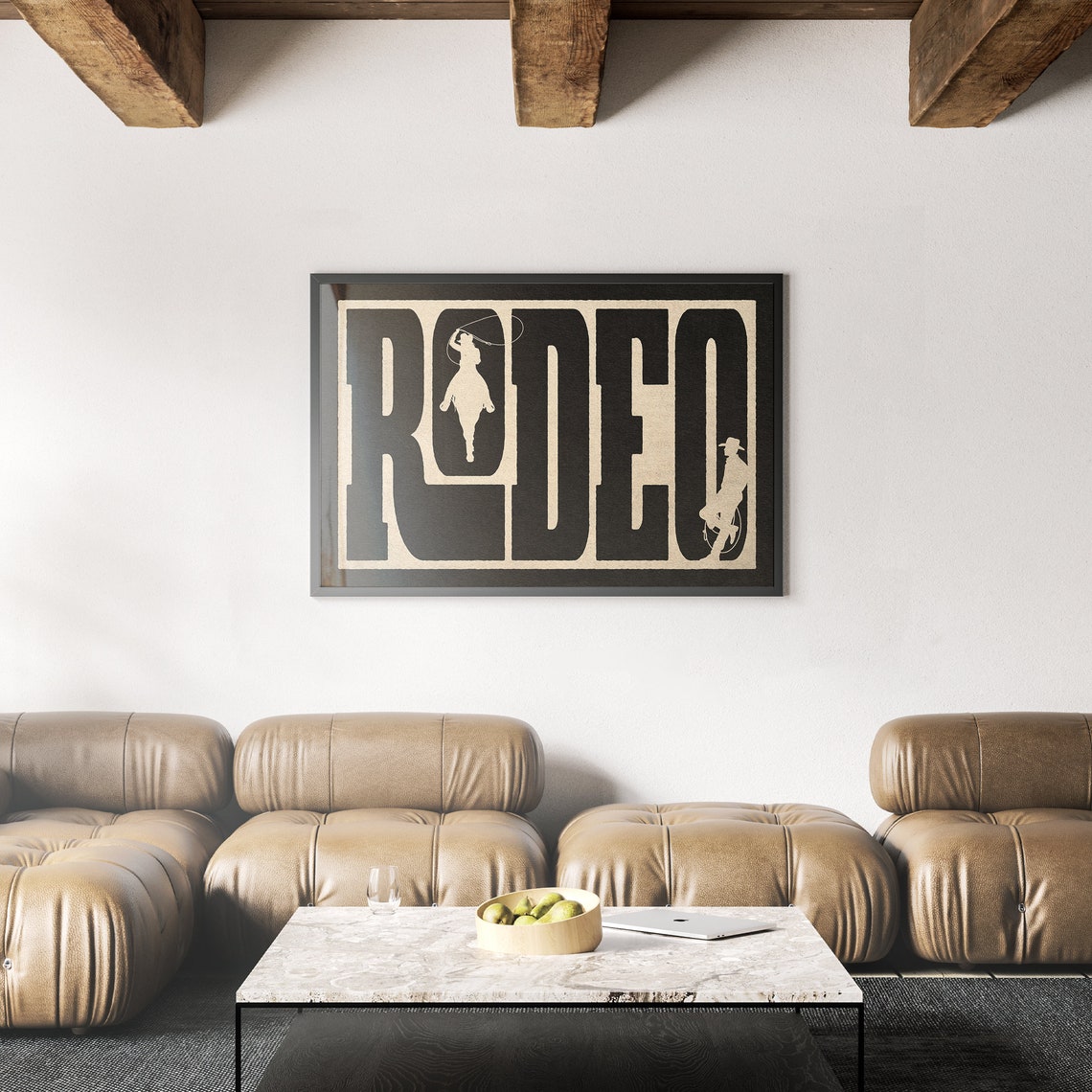 Rodeo Black Typography Cowboy Lasso Silhouette Western Wall Art - Image 3