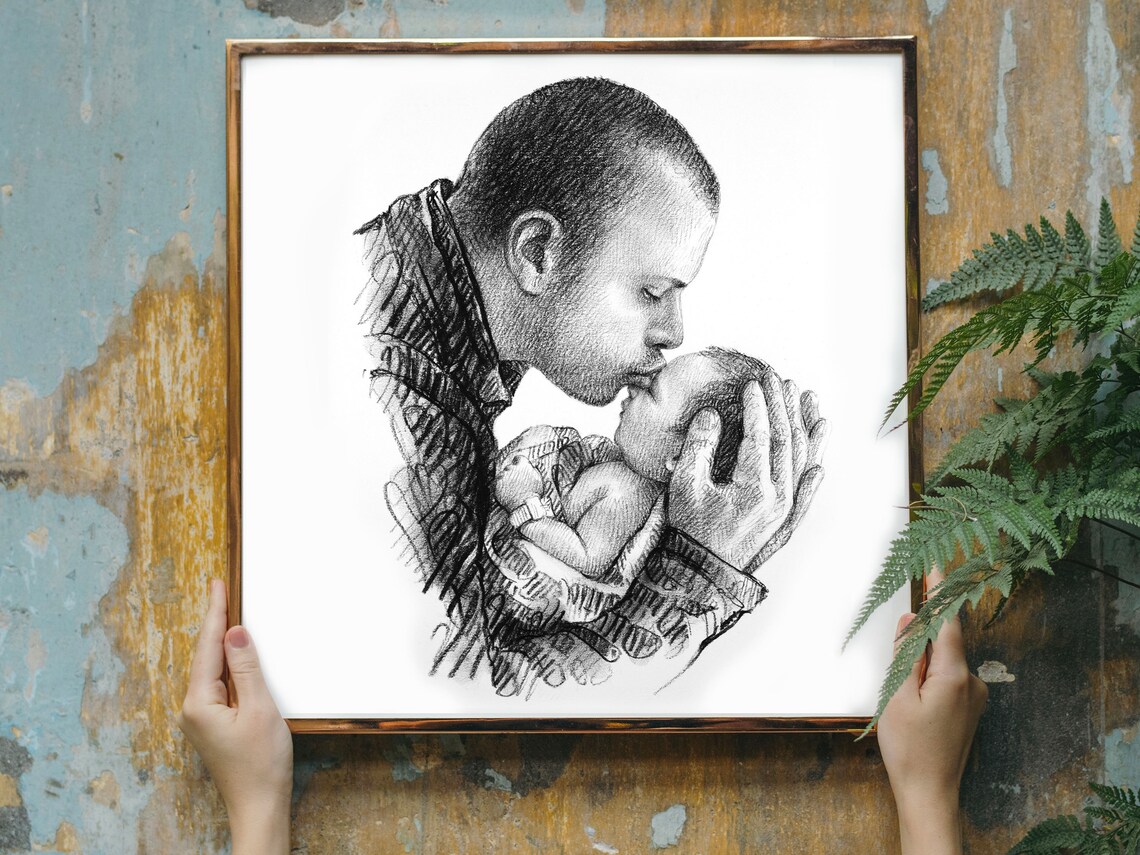 New Dad Gift From Wife, Personalized Portrait - Image 5