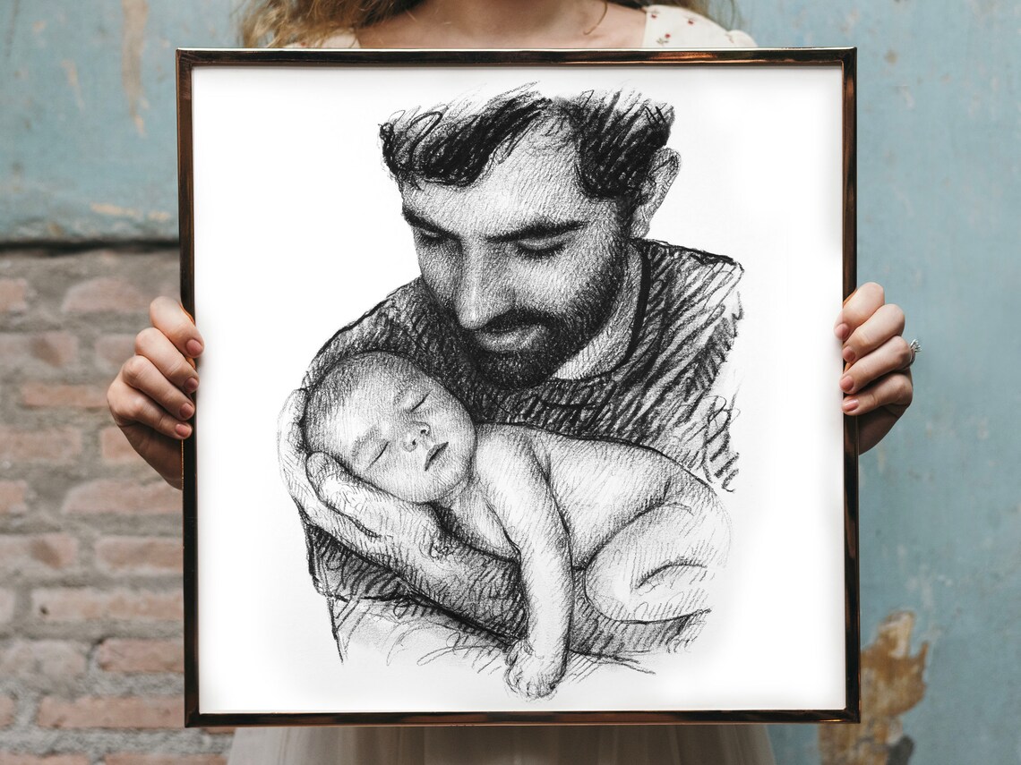 New Dad Gift From Wife, Personalized Portrait - Image 4