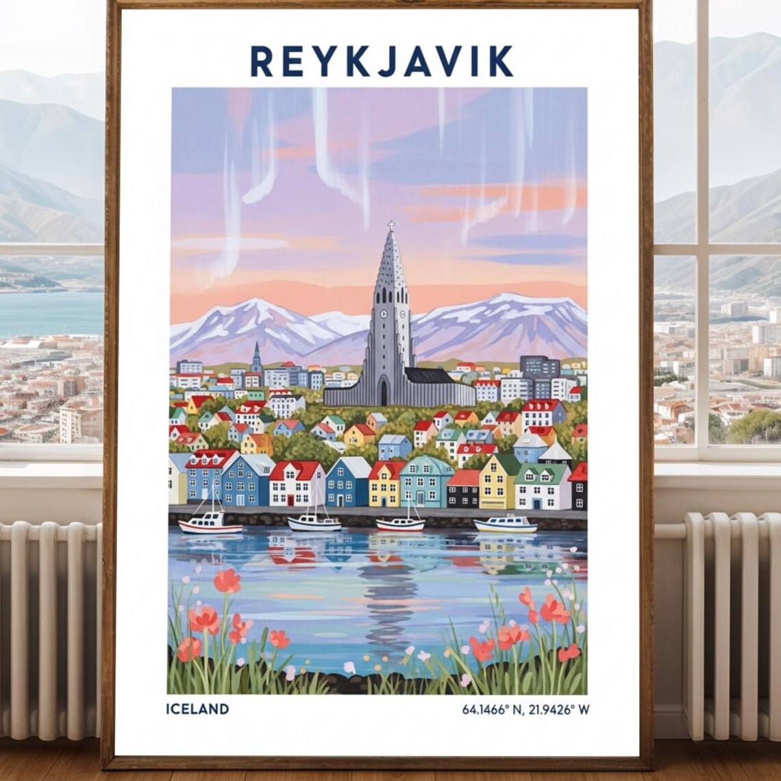 Reykjavik Iceland Landmark Travel Art Hallgrimskirkja Church Poster