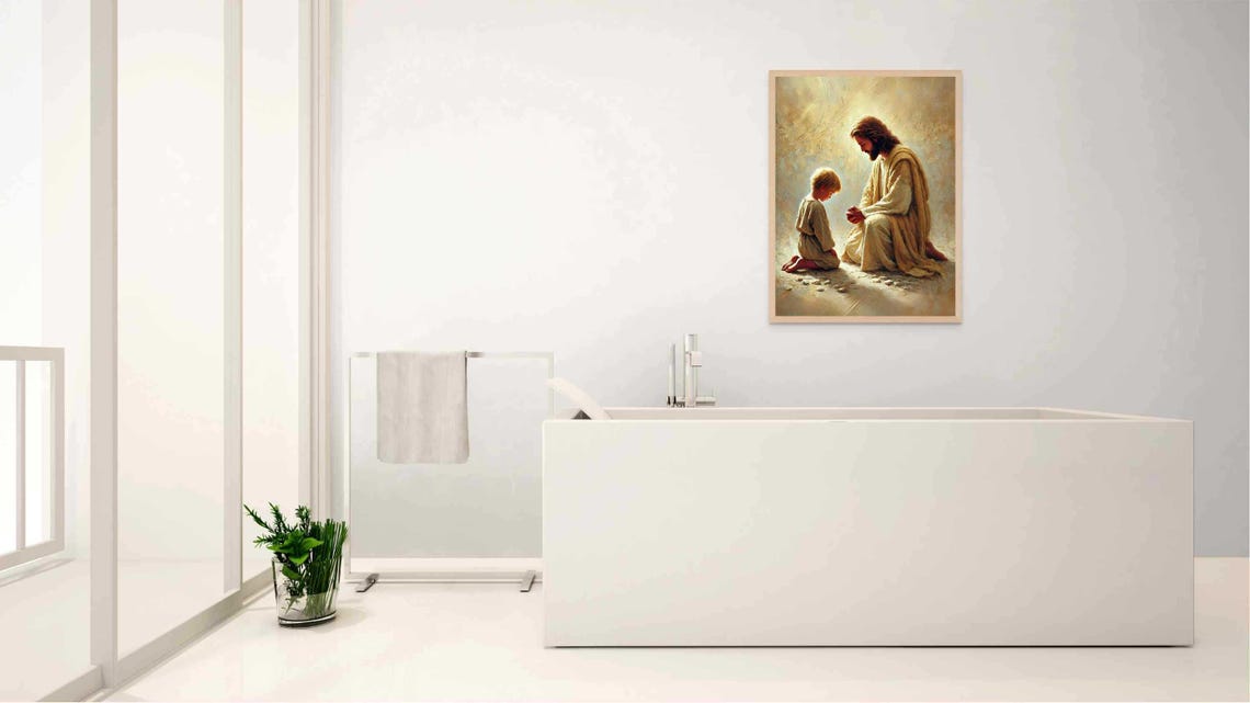 Jesus Prays For You Christian Painting Jesus With Boy Jesus Lds Painting Bible Art Jesus Painting Jesus Wall Art Jesus Art - Image 3