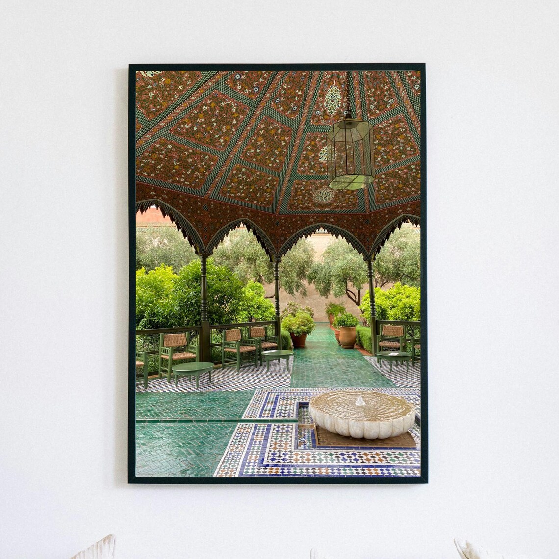 Moroccan Courtyard Tiled Pavilion Garden Fountain Travel Photo Poster - Image 4