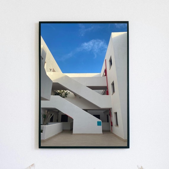 Mallorca White Stairs Fine Art Photography Minimalist Architecture Wall Art Modern Home Decor Print Of Spanish Building