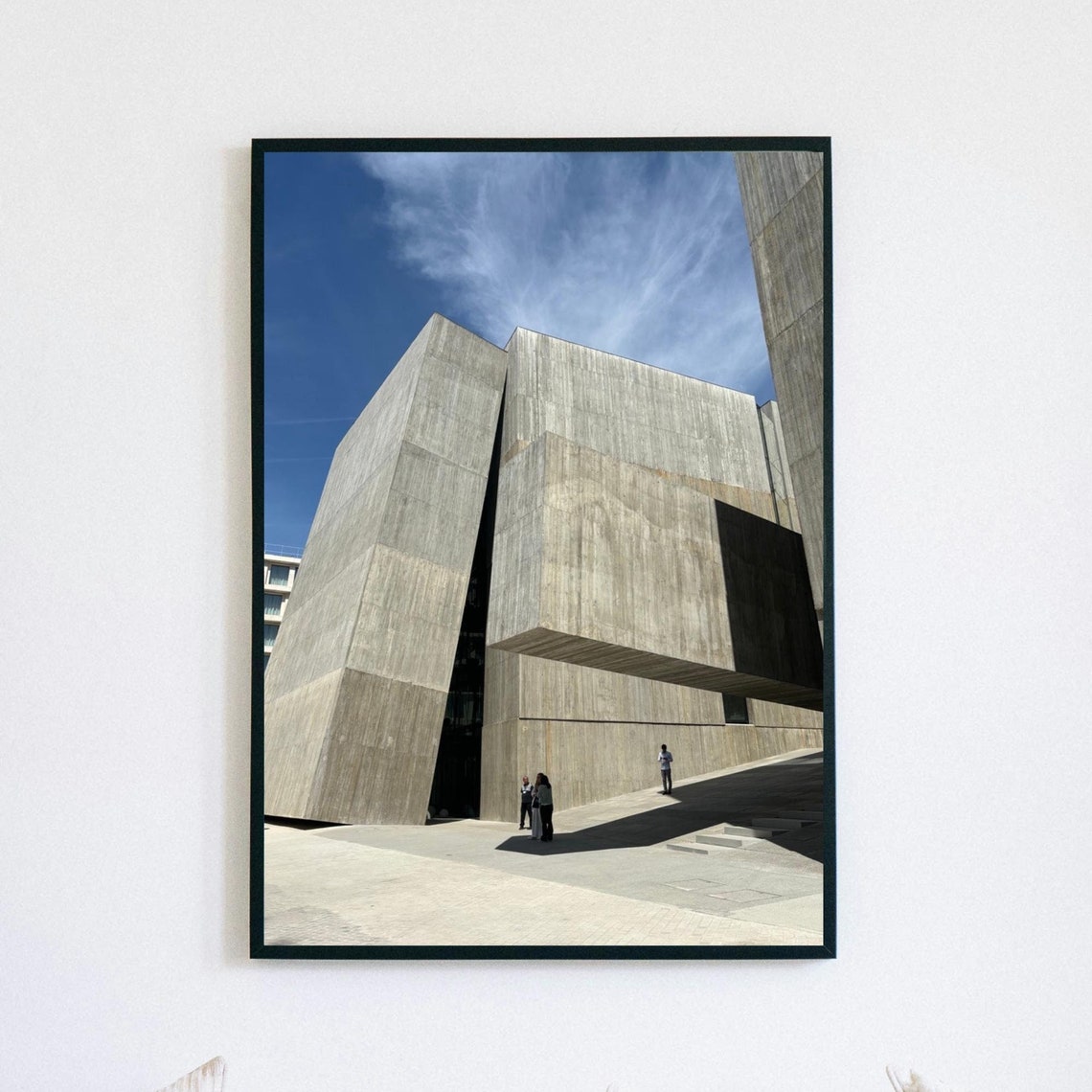 Brutalist Concrete Architecture Blue Sky Modern Building Photo Poster
