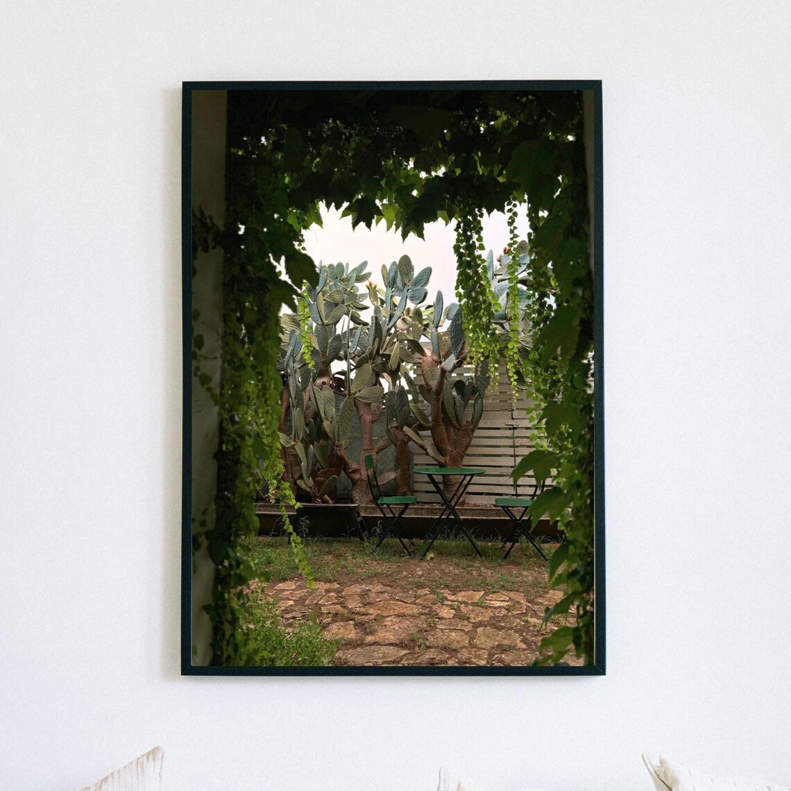 Italian Garden Courtyard With Cactus And Vine Arch Photography Poster