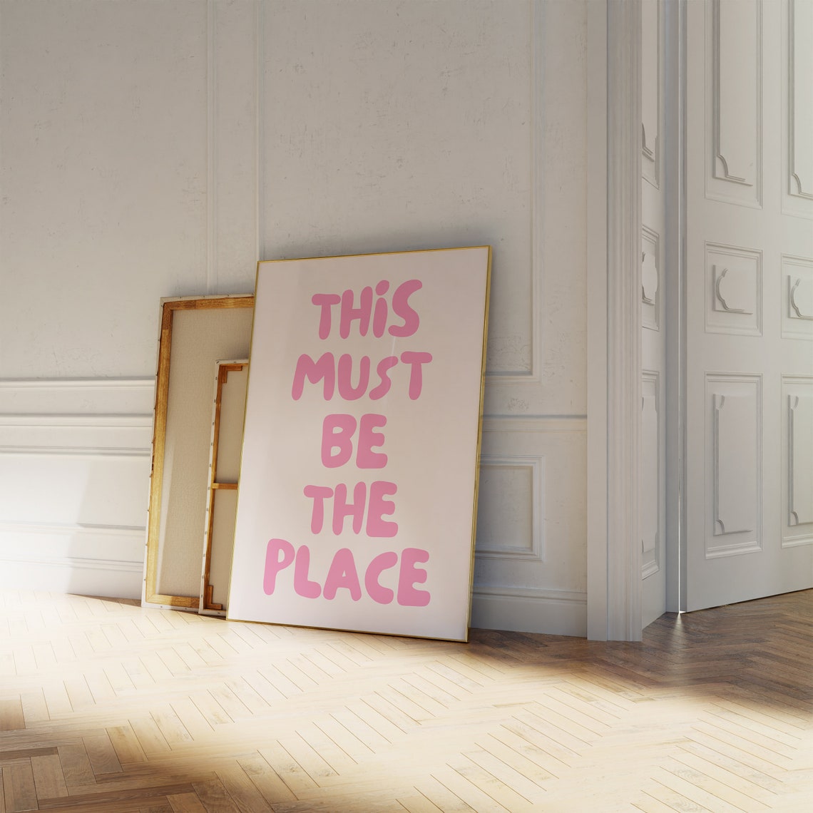This Must Be The Place Pink Bubble Letter Preppy Quote Poster - Image 3