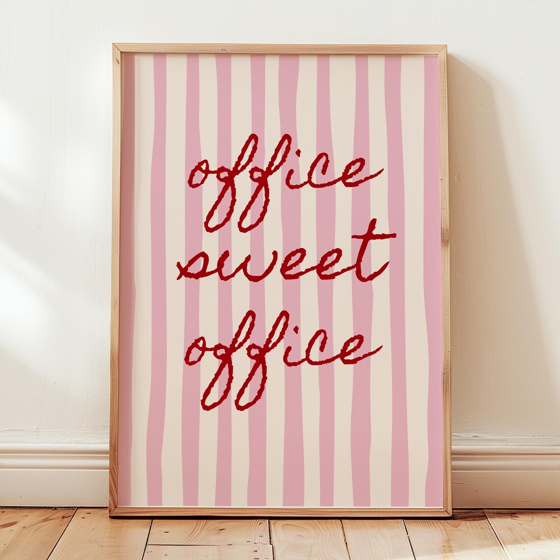 Office Sweet Pink Stripes Art Print, Desk Decor