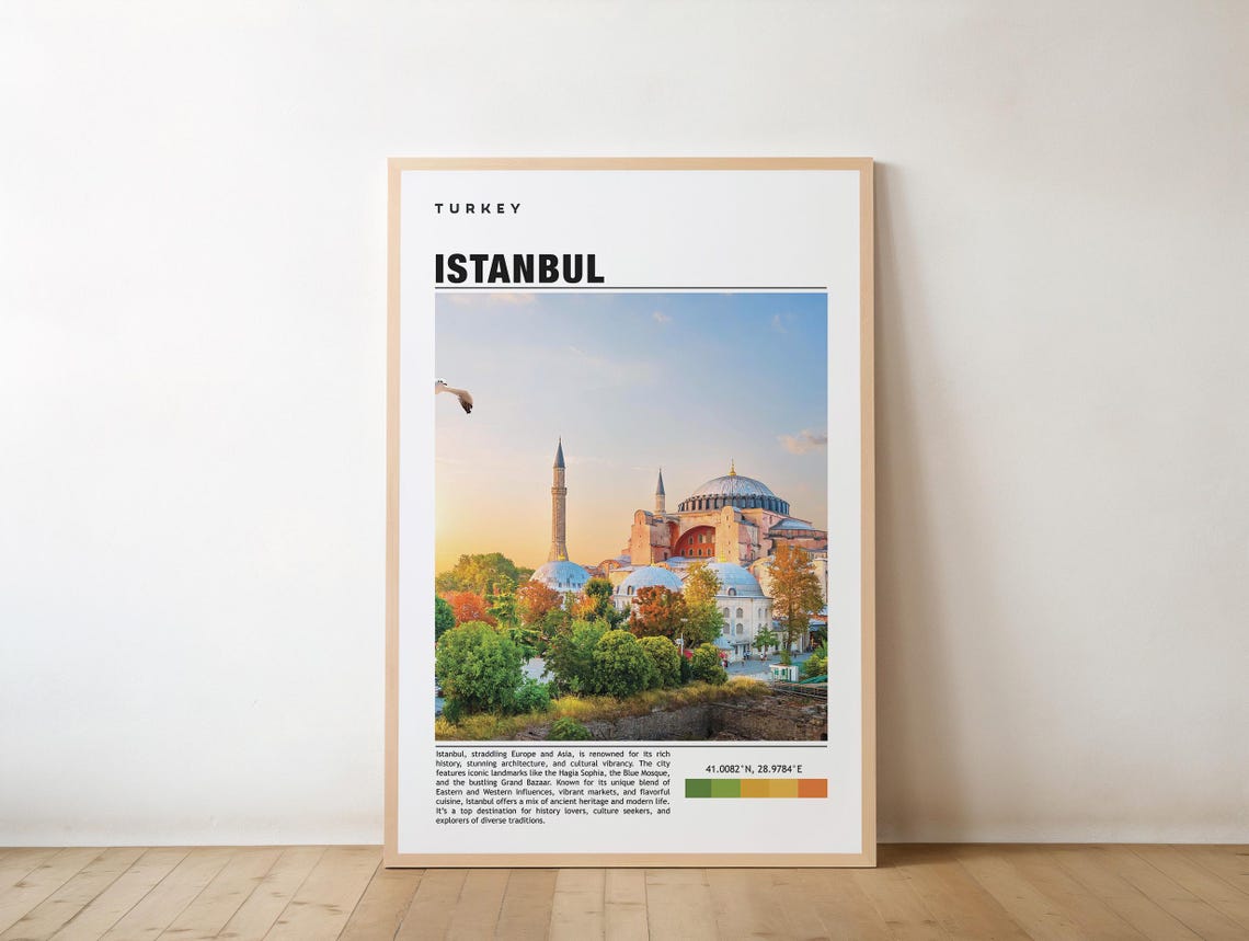 Istanbul Turkey Hagia Sophia Sunset Travel Poster Mosque View Artwork