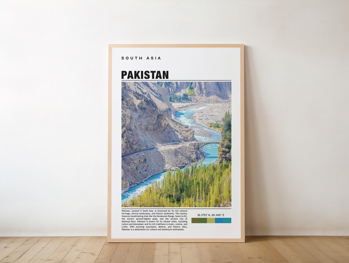 Majestic Pakistan Travel Karakoram Mountain River Valley View Poster