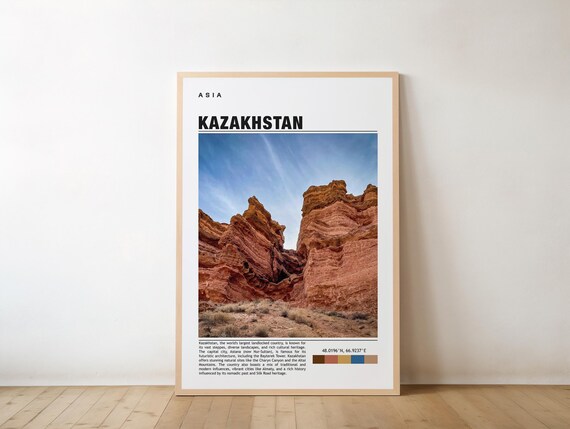 Kazakhstan Charyn Canyon Red Rock Photo Asia Travel Nature Poster