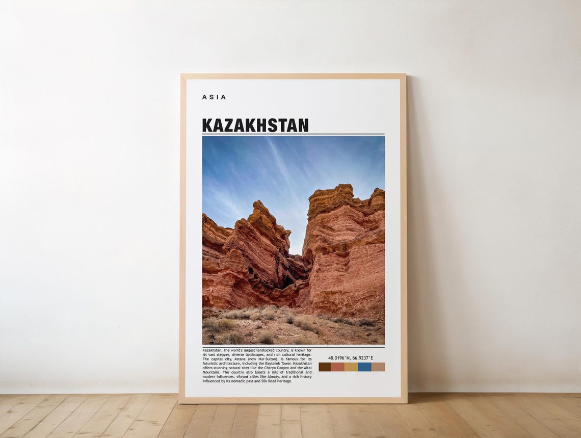 Kazakhstan Charyn Canyon Red Rock Photo Asia Travel Nature Poster