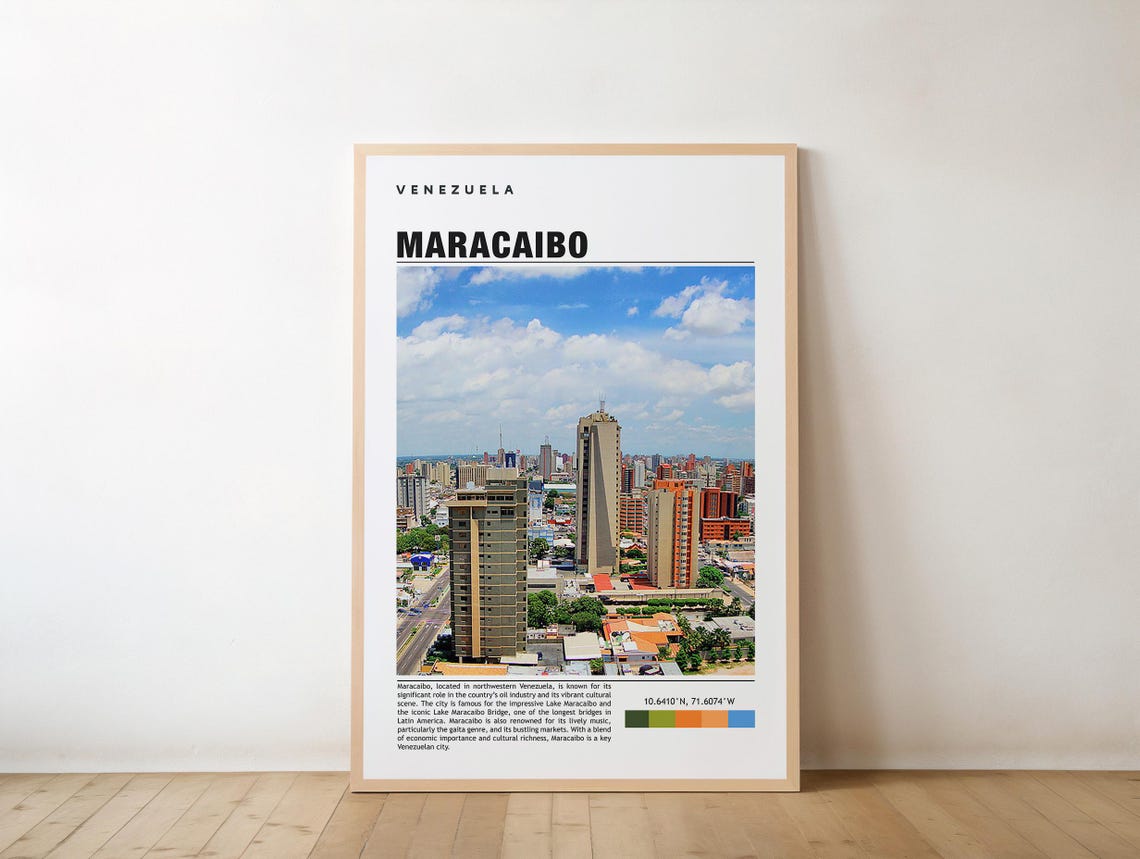 Maracaibo Print Venezuela Poster Lake City Travel Art Sunset Views Urban Charm Cultural Life Warm Vibeshistoric Streetsscenic Glow