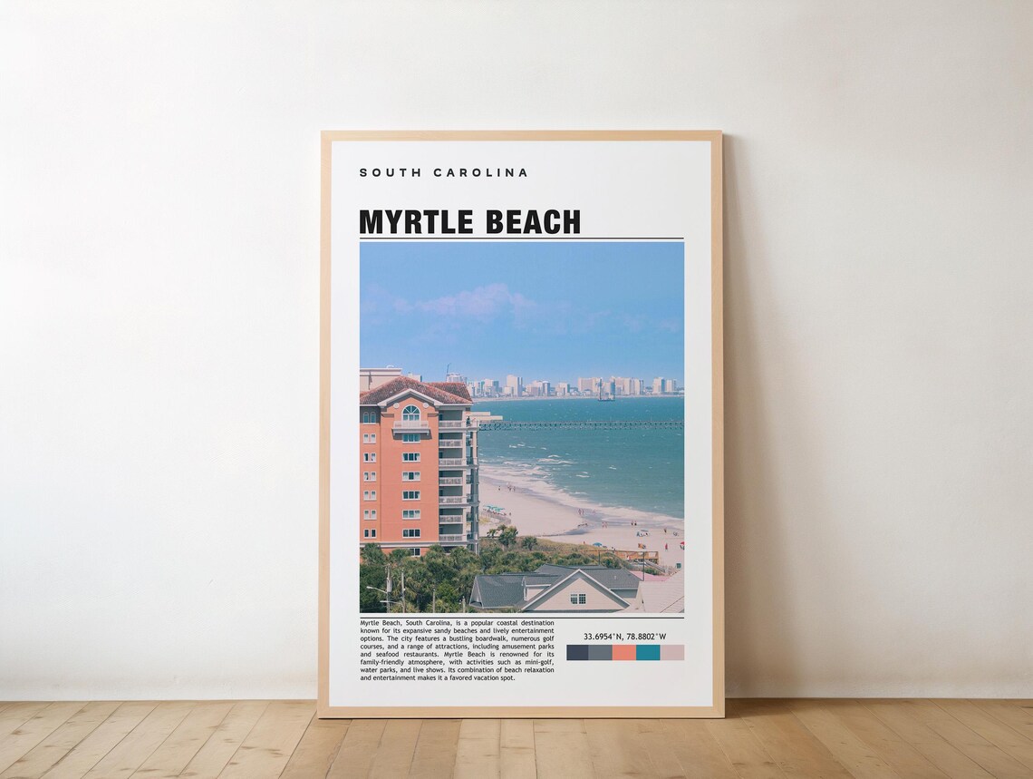 Myrtle Beach South Carolina Coastal Travel Photography Poster