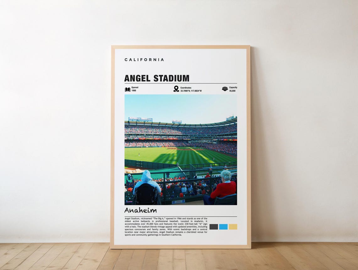 Angel Stadium Print Poster Anaheim Views Art Urban Charm Baseball Arena Sports Venue City Landmarkanaheim