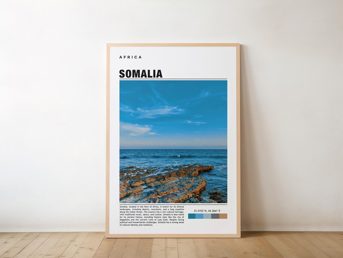 Somalia Rocky Coastline Blue Indian Ocean Africa Travel Photo Print