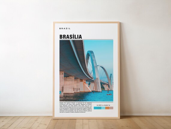 Brasília Brazil Modernist Architecture Landmark Bridge Travel Art Poster