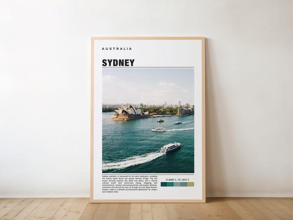 Sydney Print Poster Wall Art Travel Artwork City Photo Australia
