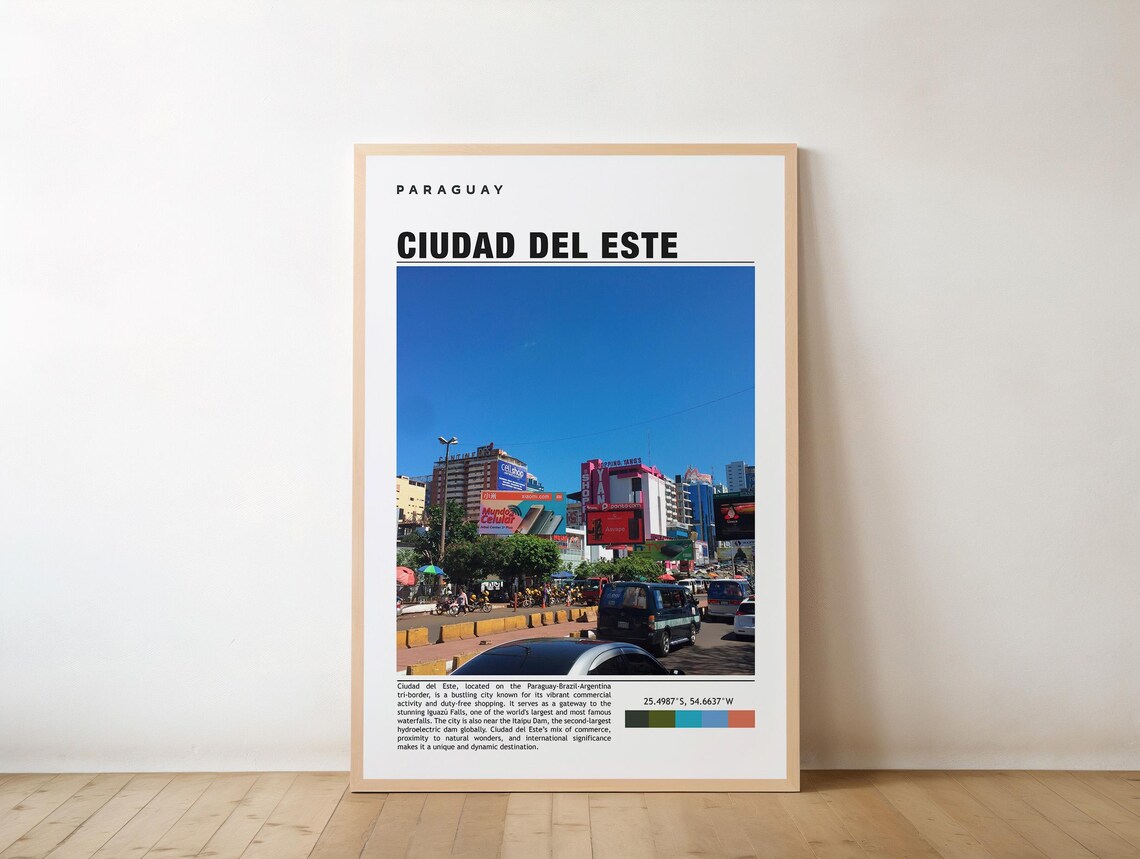Ciudad del Este Paraguay Busy Border City Street Photo Travel Poster