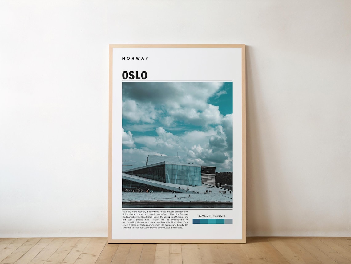 Modern Oslo Norway Opera House Photo Travel Poster Nordic City