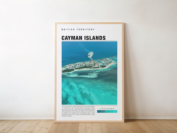 Cayman Islands British Territory Aerial Photo Travel Poster Cruise Ship