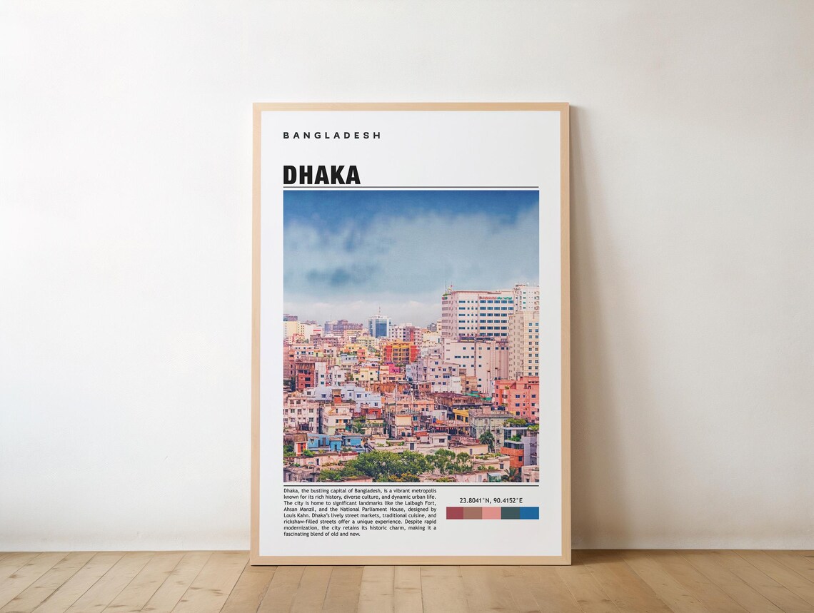 Dhaka Bangladesh Colorful Skyline Cityscape Travel Photo Poster
