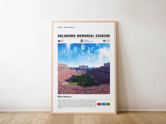Oklahoma Memorial Stadium Norman Sooners Game Day Sports Poster