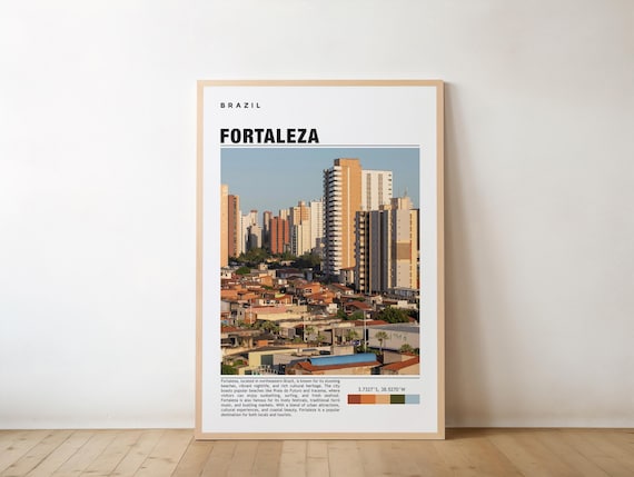 Fortaleza Brazil City Skyline Aerial Cityscape Travel Poster