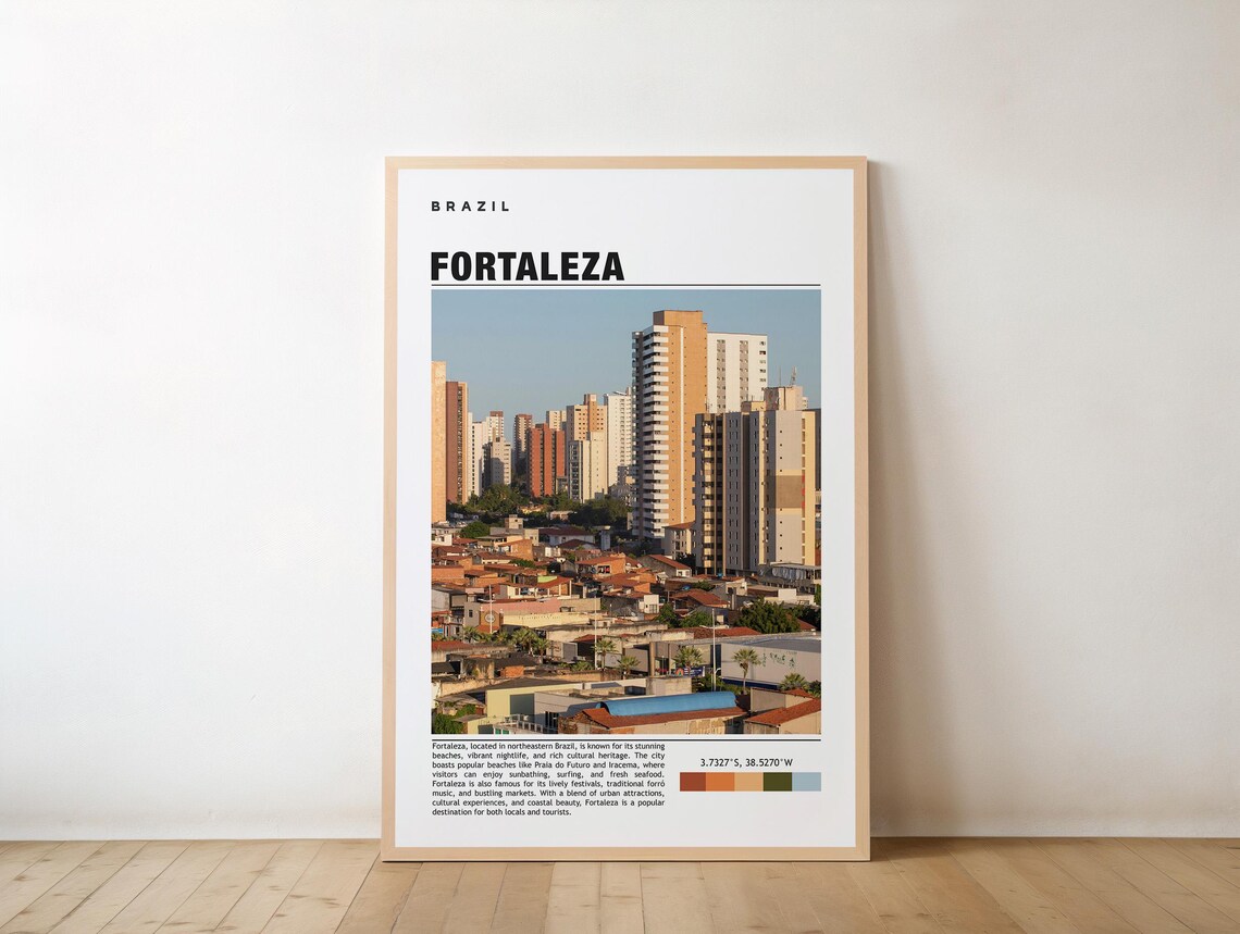 Fortaleza Brazil City Skyline Aerial Cityscape Travel Poster