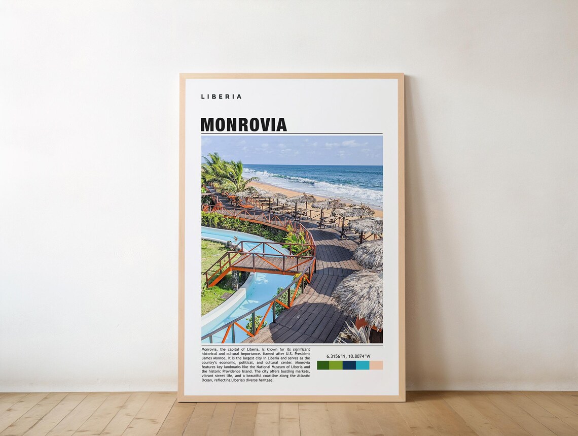 Monrovia Liberia Beach Boardwalk Coast Travel Photography Poster