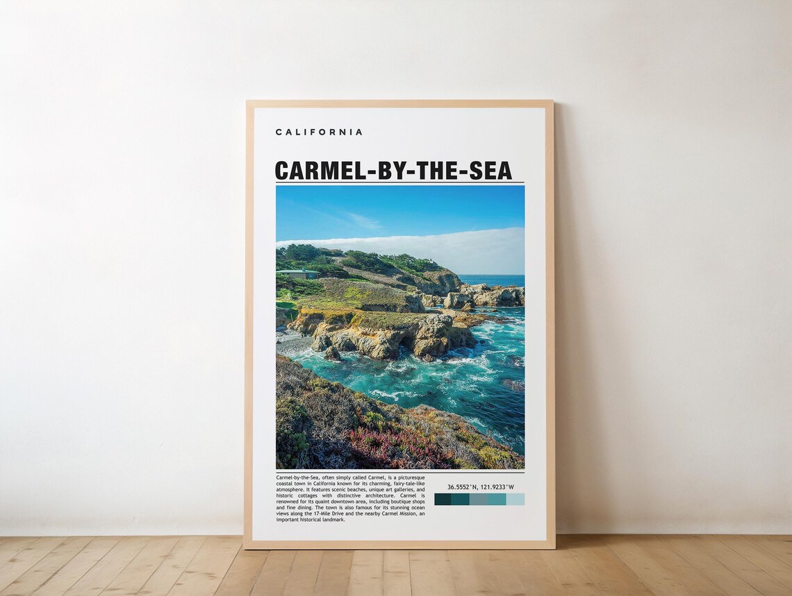 Carmel-by-the-Sea California Rocky Cove Coast Photo Travel Poster